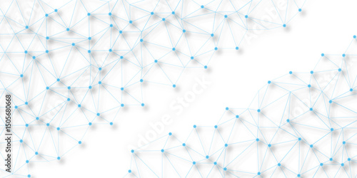 Technology abstract white digital background of connected dot with blue line .many squares and rectangle shapes .Internet connection network high digital technology with connecting points and