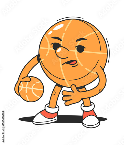 Excited basketball character playing game