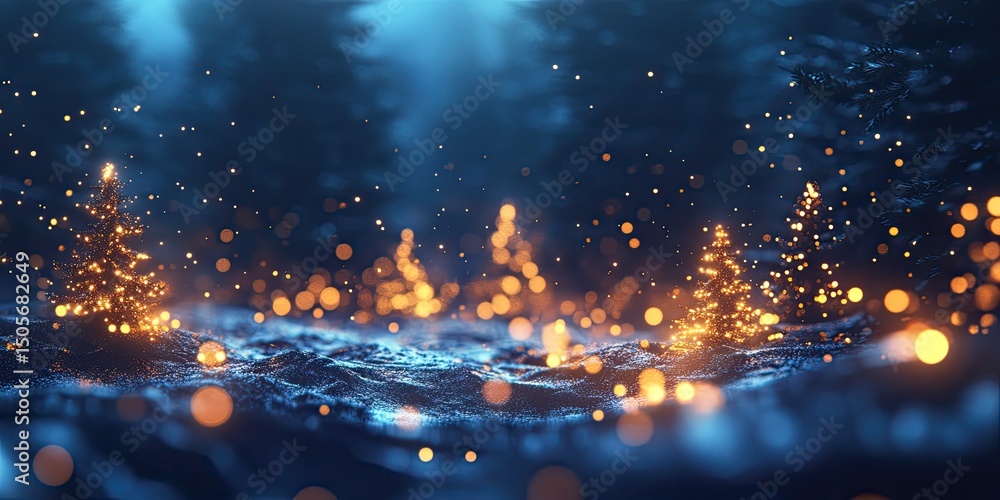 Obraz premium Winter wonderland scene with glowing trees