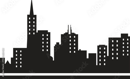 Urban cityscape silhouettes vector illustration. Night town skyline