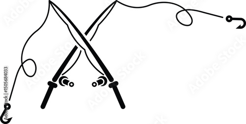 black fishing rod silhouette