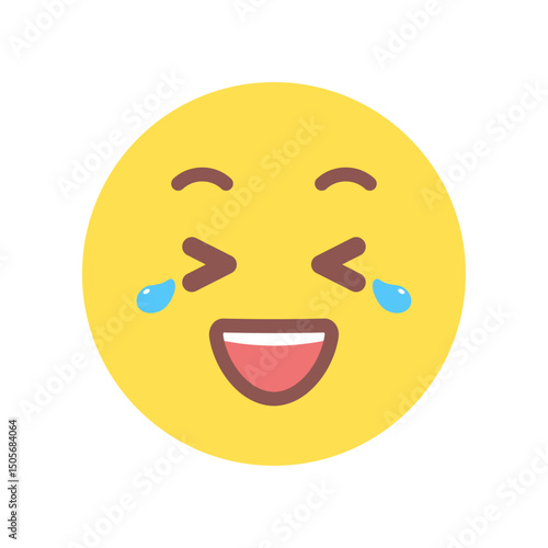 涙を流して笑っているニコニコ顔の絵文字｜爆笑や大笑い、うれし泣きのイラスト