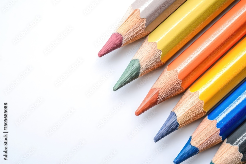 Fototapeta premium Colorful Pencils Arranged on White Background