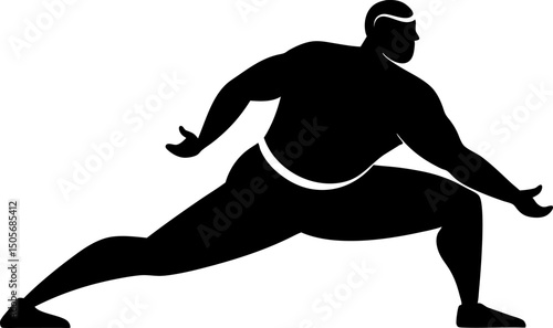 Vector Silhouette Plus Size Man Performing A Lung