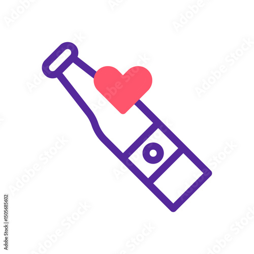 Stylized depiction of a bottle adorned with a heart symbol expressing affection