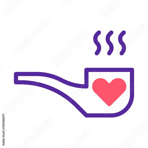 Artistic representation of a smoking pipe with a symbolic heart shape element
