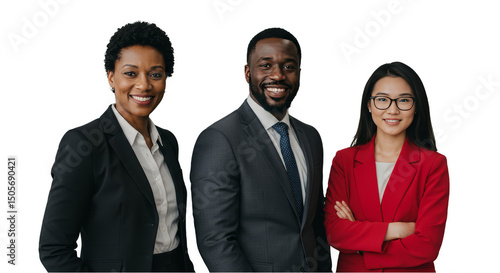 Isolated Portrait Team Business People in Office Professional Suits PNG