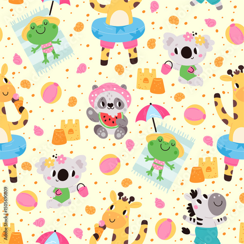 Photography Fun cartoon animals seamless pattern