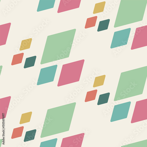 Scattered pastel diamond shapes on cream background