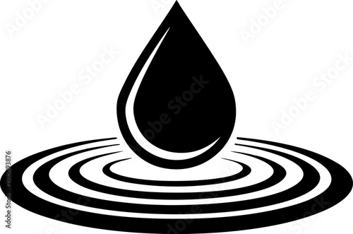 Water Drop With Ripple Silhouette Vector Illustration