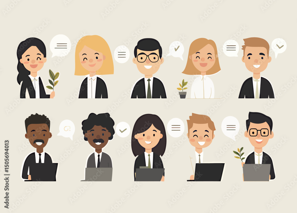 Diverse professional team collaborating in an office setting, showcasing teamwork and positivity.