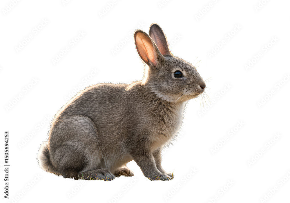 Obraz premium Isolated Rabbit a Gray Mammal Wildlife Transparent Background PNG