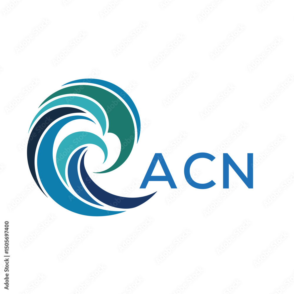 Naklejka premium ACN Creative Wave Icon for Branding. ACN Letter logo. 