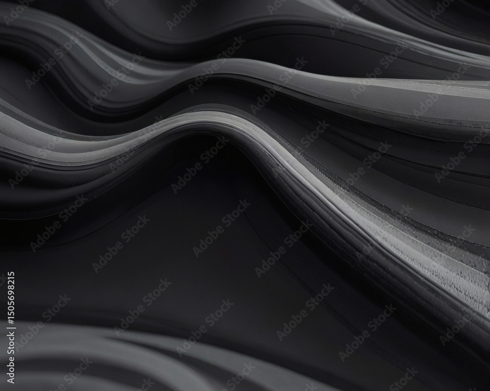 Abstract waves of dark material create a mesmerizing flow, showcasing elegance and texture in monochromatic tones Abstract waves of dark material create a mesmerizing flow, showcasing elegance and texture in monochromatic tones