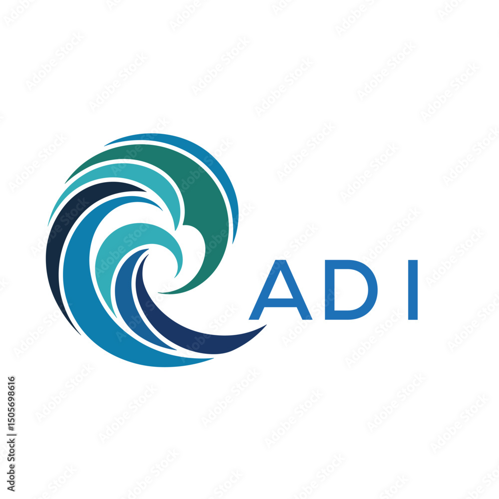 Naklejka premium ADI Creative Wave Icon for Branding. ADI Letter logo. 