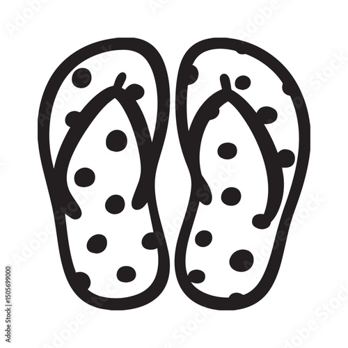 Summer flip flop clipart cartoon style vector illustration Silhouette White background.