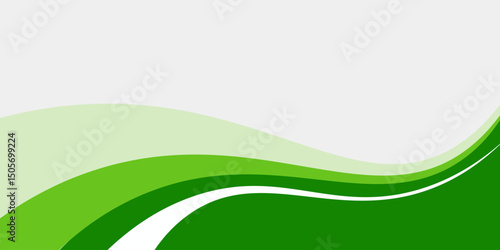 Abstract White and Green wave wide background banner