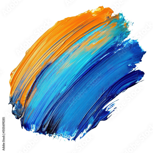 Heavy brush stroke acrylic paint, colorful heavy brush strokes of acrylic paint, isolated on transparent background