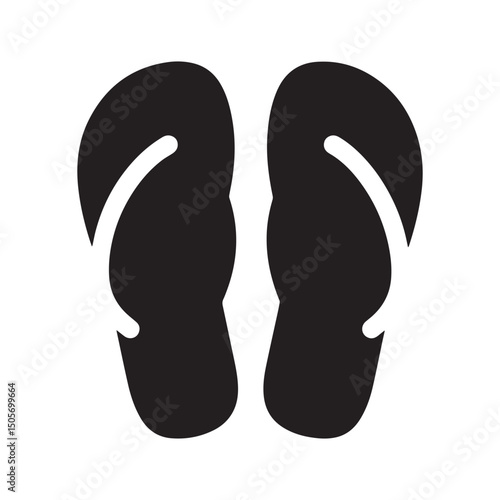 Summer flip flop clipart cartoon style vector illustration Silhouette White background.