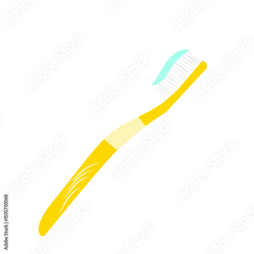 Flat design Illustration of a toothbrush with a colored plastic handle