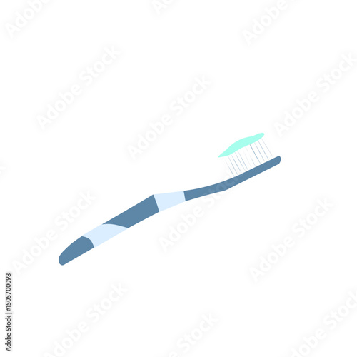 Flat design Illustration of a toothbrush with a colored plastic handle