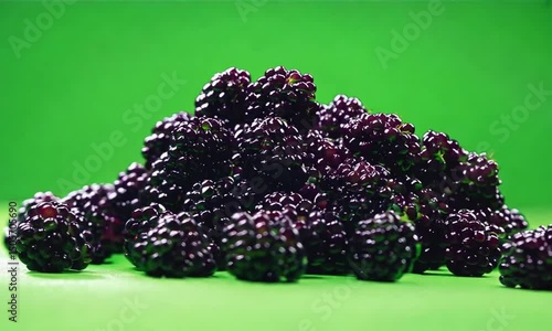 A Heap of Mulberries: A generous pile of fresh, ripe mulberries, bursting with their natural, dark purple color, against a vibrant backdrop of rich green.