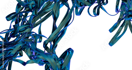 Abstract Blue Ribbons on Bl...