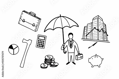 Finance Business Investment Money Stock Market Trade Profit Revenue Economy Vector Illustration