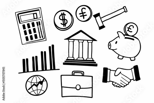 Finance Business Investment Money Stock Market Trade Profit Revenue Economy Vector Illustration