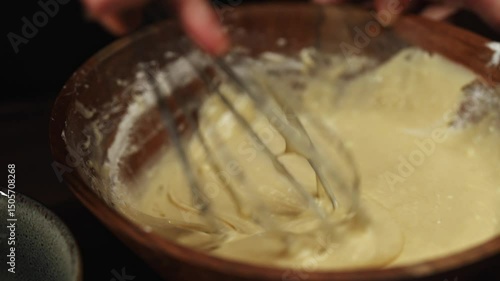 Female Chef Kneading Dough in Rustic Kitchen.