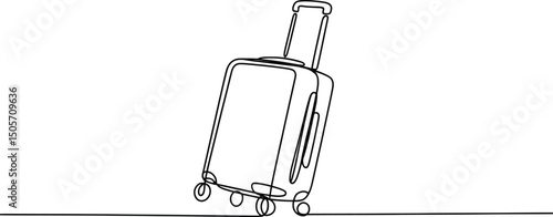 Line Art Minimalist Suitcase Vector Illustration, Travel Luggage Outline Art Illustration.