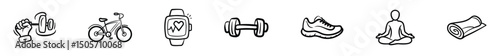 Fitness and Home Workout Doodles – Exercise, Gym, Activity Icons