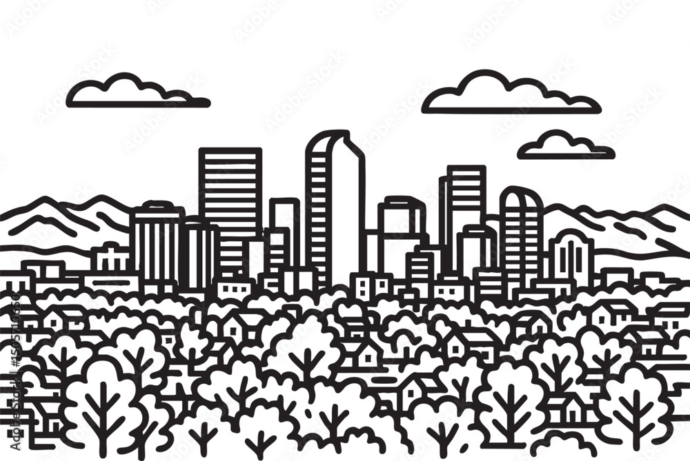 Obraz premium Simple vector illustration of Denver, Colorado in the Western United States