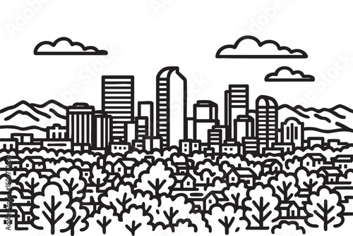 Simple vector illustration of Denver, Colorado in the Western United States