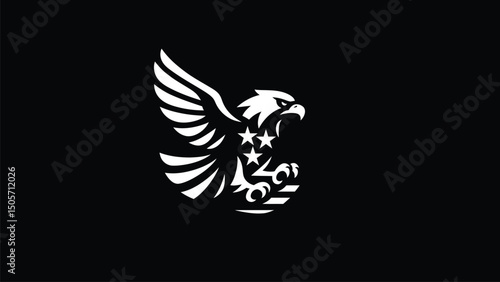Stylized Eagle in Flight with Stars