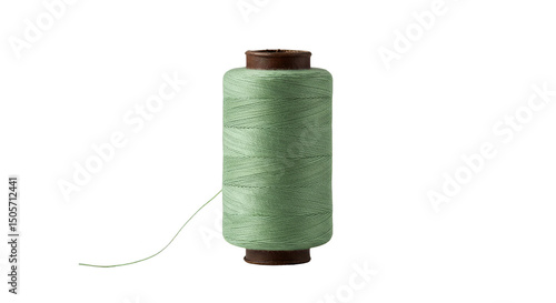 Isolated Spool of Green Thread on a Transparent Background Realistic Photo