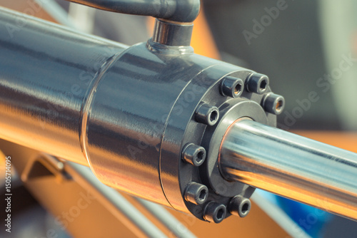Bild auf Leinwand Piston or actuator as part of hydraulic and pneumatic mechanism in machine