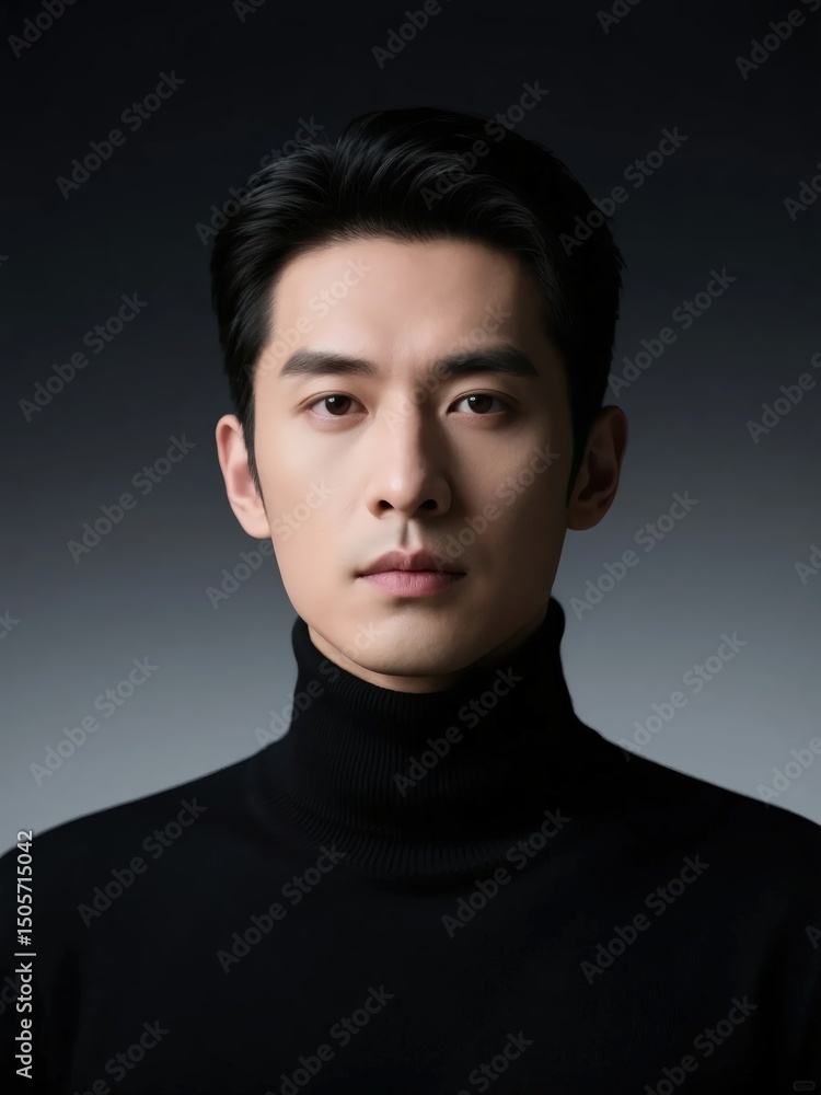 Obraz premium Portrait of man in black turtleneck sweater