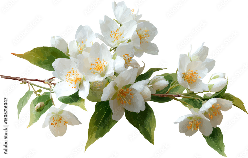 Fototapeta premium Jasmine blooms radiate joyful elegance in delicate floral display