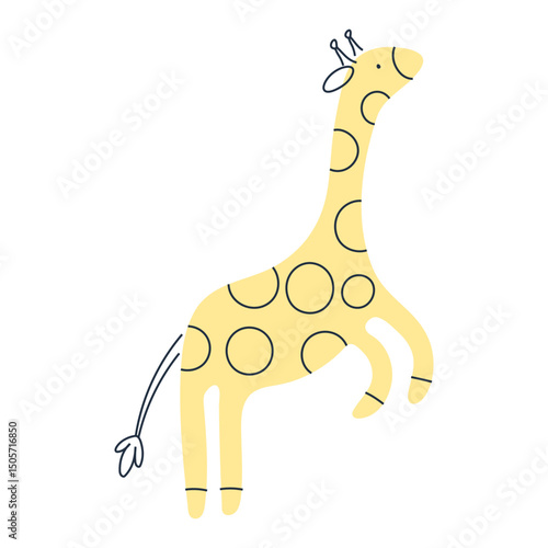 Playful minimalist cartoon giraffe, abstract safari animal