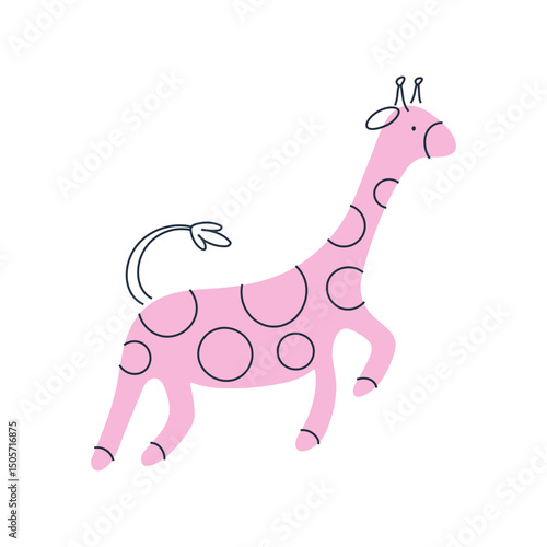 Adorable minimalist pink giraffe, abstract safari animal