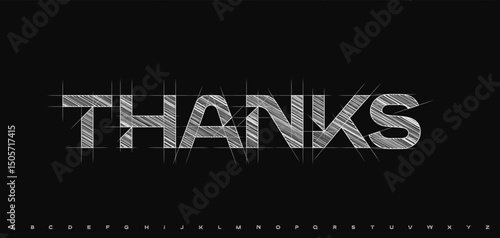 Thanks subscribers in sketched blueprint style with diagonal hatching. Architectural clean look great for technical presentations, design portfolios or branding. Vector illustration.