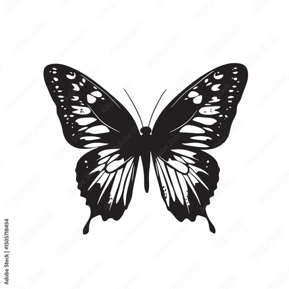 Elegant Butterfly Silhouette Icon Clipart Image Isolated on White Background Elegant Butterfly Silhouette Icon Clipart Image Isolated on White Background