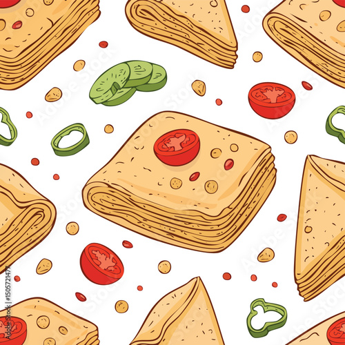 Lavash Vector Illustration with Seamless Pattern Design
