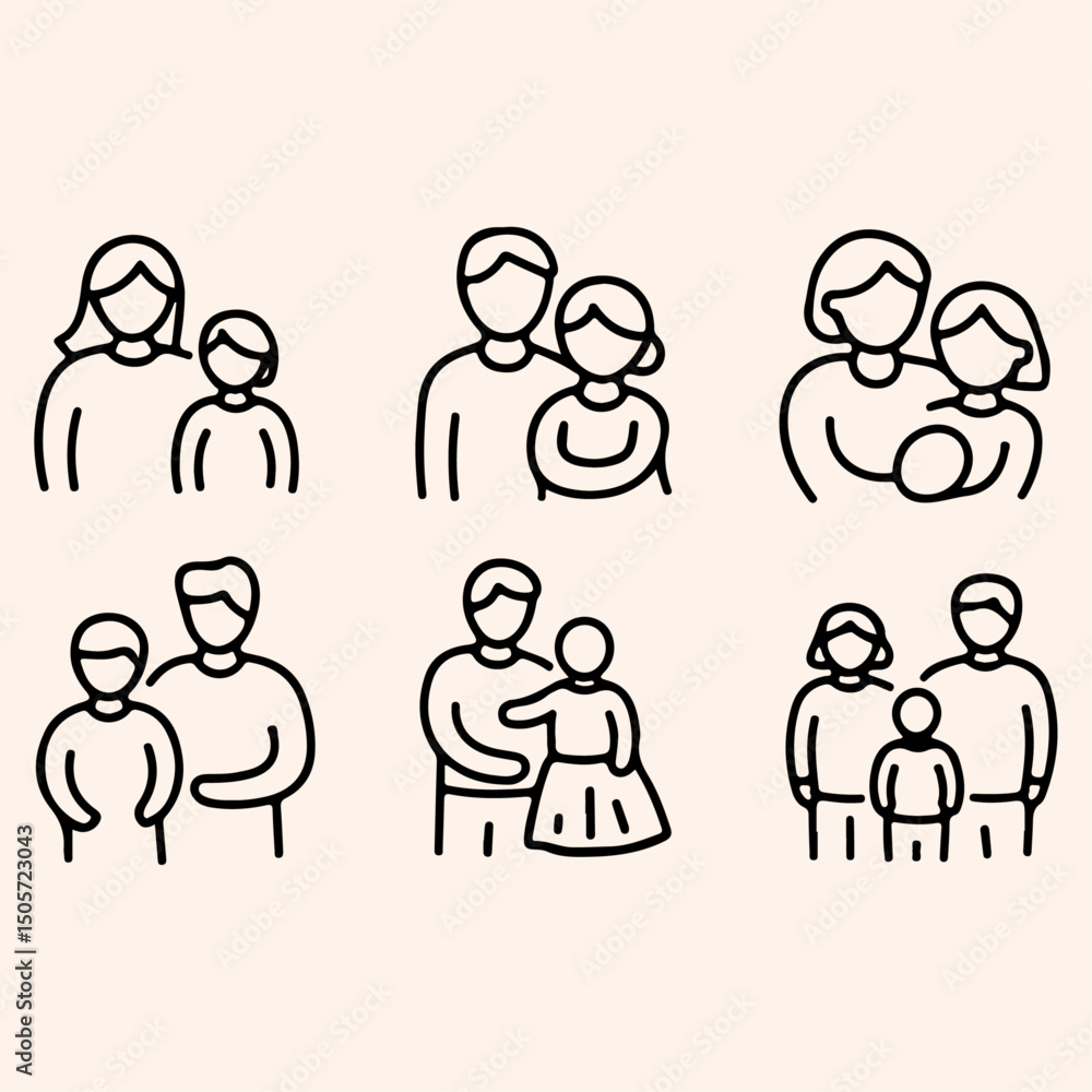 Obraz premium High Quality Family and Parenting Line Icon Set