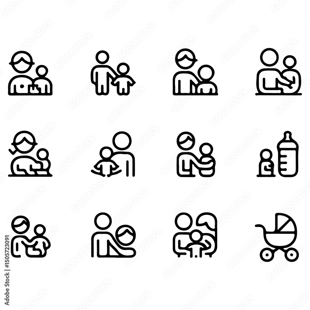 High Quality Family and Parenting Line Icon Set High Quality Family and Parenting Line Icon Set