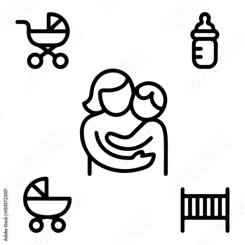 High Quality Family and Parenting Line Icon Set