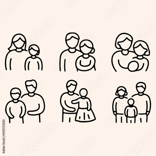 High Quality Family and Parenting Line Icon Set