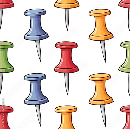 Push pin Vector Illustration with Seamless Pattern Design