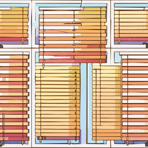 Window blind Vector Illustration with Seamless Pattern Design